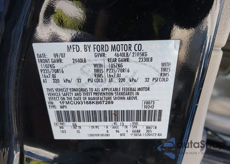 2008 Ford Escape Xlt z USA, uszkodzony, nr VIN 1FMCU93188KB67289